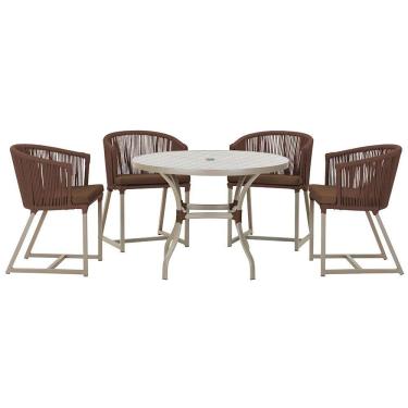 Imagem de Mesa com 4 Cadeiras de Jantar Roma 100cm e Noronha em Aluminío