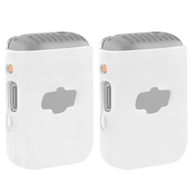 Imagem de Geekria Capa para microfone para criadores compatível com transmissor DJI Mic 2, película protetora de silicone para microfone, protetor de capa macia (branco/pacote com 2)