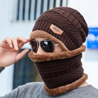 Imagem de Touca Gorro + Cachecol Quentinho Inverno Sku:kt01 - R.S MODAS, Marrom,