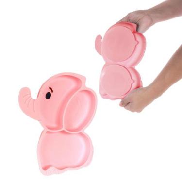 Imagem de Pratinho Com Divisória Infantil Silicone Macio Alimentar Prato Bebê Re