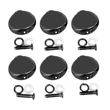 Imagem de Botões de Ajuste de Guitarra de 6pcs, Botões de Substituição da Cabeça da Máquina de Metal Com Kit de Parafusos para Guitarra Elétrica Acústica, Fácil de Instalar (Preto)