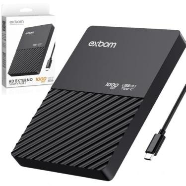 Imagem de HD Externo 1TB 1000GB USB Type C 3.1 Slim Vault Exbom HDE-S1TA