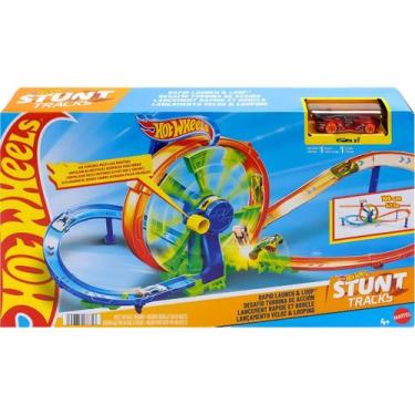 Imagem de Hot Wheels Pista Action Desafio Turbina de Ação JBX65 Mattel, Azul