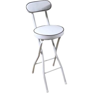 Imagem de Banco dobrável da barra, cadeira dobrável de altura do balcão com assento acolchoado, 22/26/26 polegadas 55/60/65 cm de redondo portátil com backrest, fezes dobráveis ​​para adultos ilha de