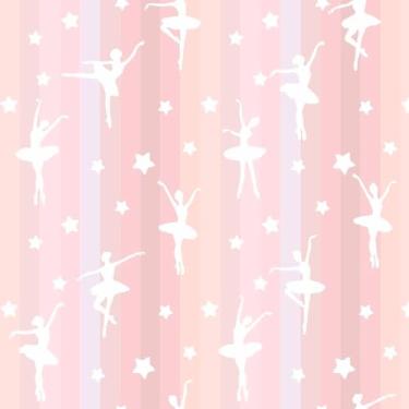 Imagem de Papel De Parede 5m Adesivo Rosa Estrelas Delicado Bailarina Ballet
