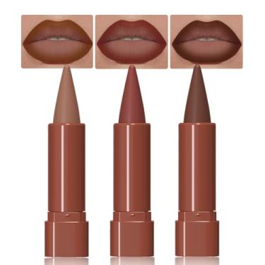 Imagem de JUAAZIN Batom Delineador Labial Gradiente Fosco Com 3 Peças, Lápis De Contorno Impecável, Efeito Ombré Gradual Para Mulheres, Longa Duração À Prova D'Água E Manchas 01#+03#+05#