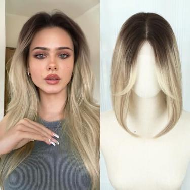 Imagem de FAVE Topper De Renda Com Franja - Kanekalon Pieces Para Mulheres (Mechas Ombré Do Castanho Ao Loiro, 35 Cm)