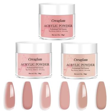 Imagem de Creaglam Pó Acrílico Profissional Para Unhas: Grande Capacidade, 3 Cores, Rosa, Cobertura De Verniz, Bege, Polímero Esculpir Unhas - 28G, Extensão Manicure Francesa 3D