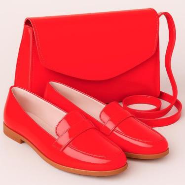 Imagem de Kit Sapato Social Mocassim Feminino Juvenil Infantil e Bolsa Lateral V