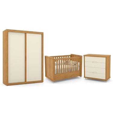 Imagem de Dormitório Tutto New 2 Portas, Cômoda 4 Gavetas E Berço Freijó-off White - Matic Móveis Freijó-off White