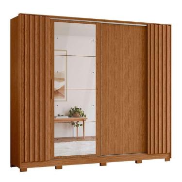Imagem de Guarda Roupa Jacarandá 4 Espelhos Ripado 1 Espelho Albatroz Jatobá/fendi Metallic