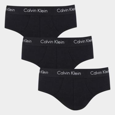 Imagem de Kit Cueca Slip Calvin Klein 3 Peças, Preto, Off white, P