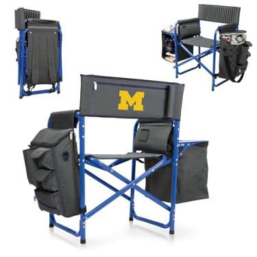 Imagem de PICNIC TIME NCAA Michigan Wolverines Fusion Cadeira de acampamento com mesa lateral e cooler macio - Cadeira de praia para adultos - Cadeira de gramado