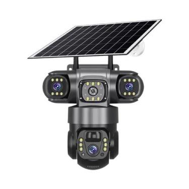 Imagem de Câmera IP Solar 6K 12MP Com Três Lentes 4G PTZ Externa Visão Noturna C