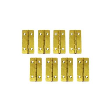 Imagem de QCAA Dobradiça de caixa de joias de madeira de latão maciço de 180 graus, dobradiça de armário de armário, 50 mm x 24 mm, latão vibrado, feito em Taiwan, 4 pares