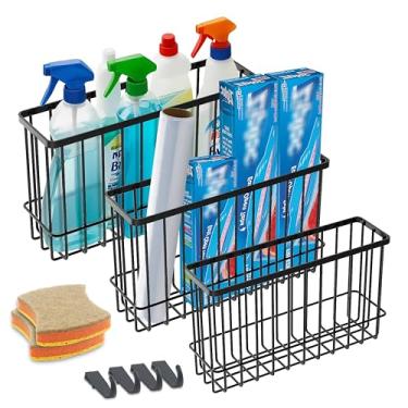 Imagem de Organizador de porta de armário de cozinha, organizador de papel alumínio e plástico, armazenamento de folha de alumínio montado na parede com 4 ganchos, organizadores de tampa dentro do armário com 2