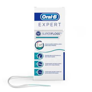 Imagem de Oral B Expert, Super Floss, Limpeza Ideal para Ortodontia, Coroas, Prótese, Pontes e Espaços Interdentais, Diferentes Trechos e Texturas, 50 Unidades