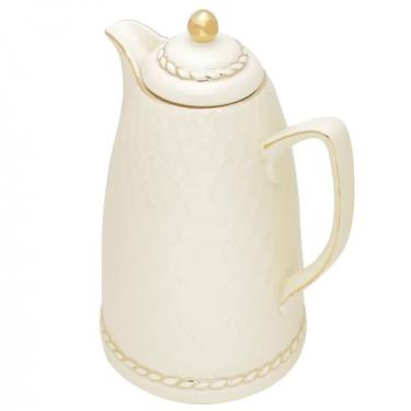 Imagem de Garrafa Térmica Wolff Em Porcelana Renda Creme 900ml Areia
