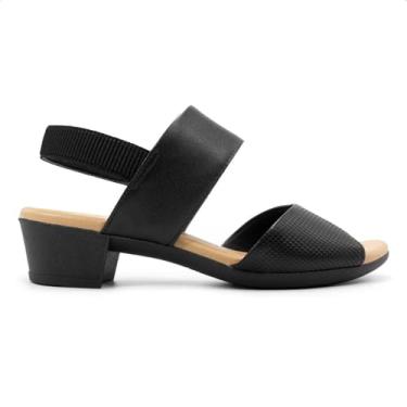 Imagem de Sandália Usaflex Feminina Couro Salto Bloco Elástico Calcanhar Casual Preto Pa02002006 37