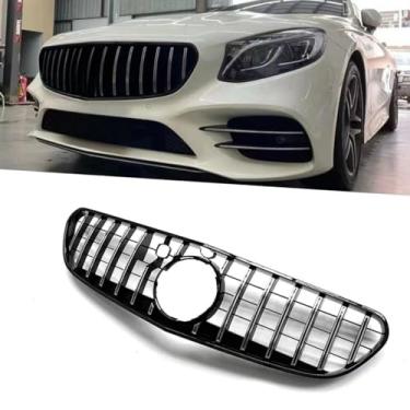Imagem de Grade de para-choque de carro tiras decorativas kit de corpo grade de corrida grade de para-choque dianteiro para S-Class 2 portas W217 2015-2017 (prata)