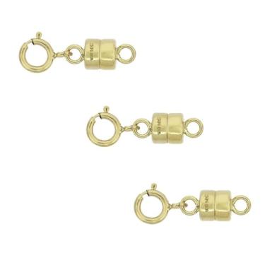 Imagem de Pacote com 3 conversores de fecho magnético de 4,5 mm preenchido a ouro 14K para colares/tornozeleira/pulseiras com fecho de mola de 5 mm, Banhado a ouro