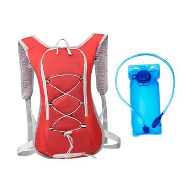 Imagem de oshhni Mochila de hidratação, bolsa esportiva para atividades ao ar livre, bolsa de caminhada leve e ajustável, mochila de hidratação portátil para ciclismo, Vermelho