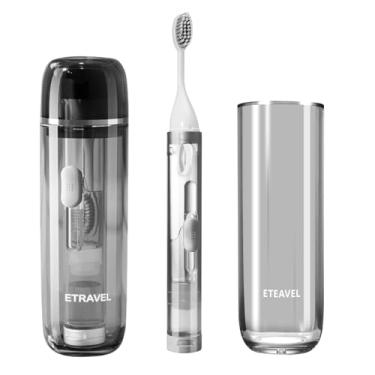 Imagem de JOUGE Conjunto de escova de dentes dobrável para viagem, 3 em - 1, com copo de higiene dental, recipiente para pasta de dentes, escovas de dentes dobráveis portáteis para acampamento, caminhadas