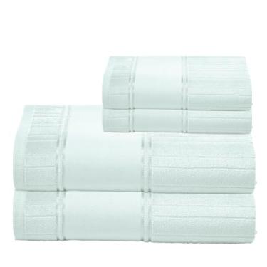 Imagem de Kit 2 Toalhas De Banho E 2 Rosto Para Pintar Artesanalle – Jogo de Toalhas Premium 2 Peças com Barra para Pintar ou Bordar em Máquina – Diversas Cores (Turquesa 9561)