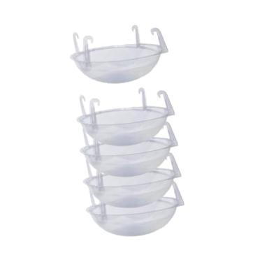 Imagem de Generic 5 peças de pires transparentes para plantas com gancho e suporte esférico para plantas, cesto suspenso e bandejas coletoras