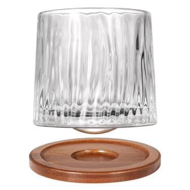Imagem de Uten Barra de copos de uísque, copo de vidro rotativo à moda antiga, copos de rocha de descompressão com base para beber bourbon, uísque, coquetéis, conhaque, tequila, irlandês, conhaque X1897