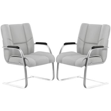 Imagem de Kit 02 Cadeiras De Escritório Fixa Executiva New Onix F02 Tecido Sinté