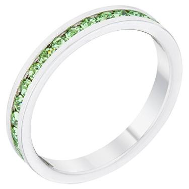 Imagem de Pedra de nascimento elegante empilhável cristal Swarovski, platina, metal, latão, Peridoto
