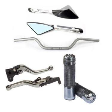 Imagem de Kit Guidão Esportivo Manopla Fenix Manete Retrovisor Cb250f Twister - 