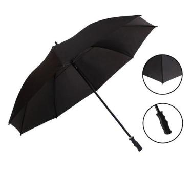 Imagem de Guarda Chuva Sombrinha Cabo Reto Reforcado Grande Preta TOP - Mizpa