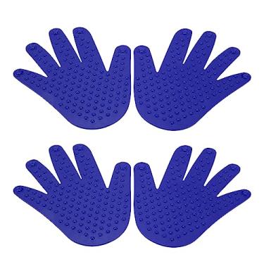 Imagem de Marcadores de forma da mão marcadores de palmeira não deslizante para crianças Treinamento de coordenação Bright Color Bright PVC Floans hand flets 2 pares Pares do filho dos pais (Azul)