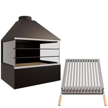 Imagem de Churrasqueira de Parede E82V -com vidros laterais e Grelha Argentina -