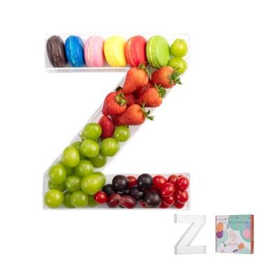 Imagem de Bandeja de charcutaria de acrílico com letras e números de 28 cm – Caixa de alfabeto reutilizável preenchível para doces, lanches, cupcakes – Travessa de servir para aniversário, casamento, festa de