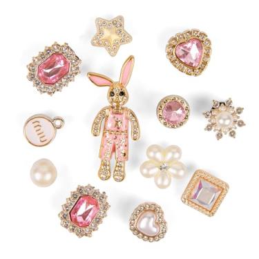 Imagem de FLYEMMET Pingentes femininos brilhantes de strass com borboletas, flores e corações, acessórios de sapato feminino DIY para lembrancinhas de festa, Small, Strass Acrílico, Sem Pedra Preciosa