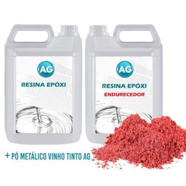 Imagem de Resina Epóxi 1KG + Pó Metálico Vinho Tinto AG - Resinas ag