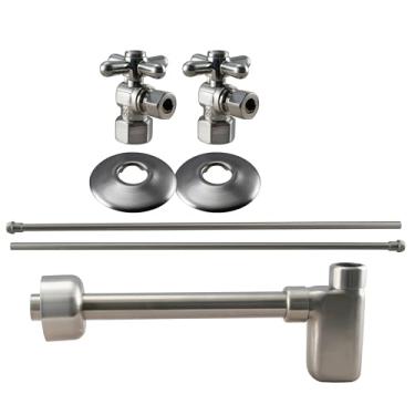 Imagem de Westbrass D19103BXK-20 Kit completo de instalação de pia de pedestal com trava de ângulo IPS de 1,27 cm, aço inoxidável