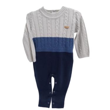 Imagem de Macacão Longo Bebe Menino Malha Tricot Luxo Paraiso Rf 16105