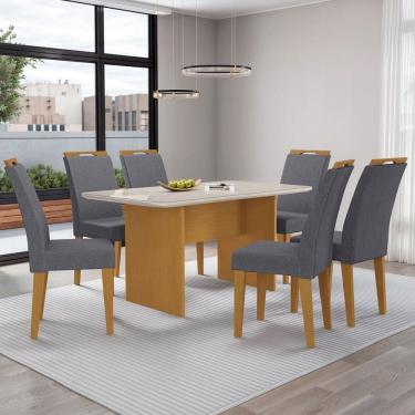 Imagem de Mesa de Jantar 6 Lugares Cairo Evora com Vidro Natural/Cinza - Art Panta