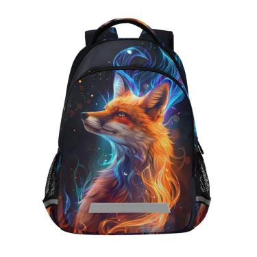Imagem de Mochila WEVIBOFU Fire Fox Orange Blue para crianças de 6 a 12 anos
