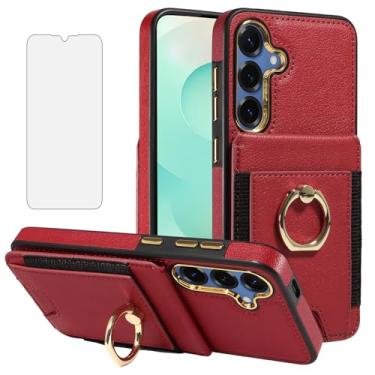 Imagem de Capa de telefone para Samsung Galaxy S24 Plus/S25 Plus S24+ S25+ 5G Capa carteira com protetor de tela, suporte de cartão de couro, anel com bloqueio de RFID, suporte S24Plus 24S + S 24 24+ S25Plus