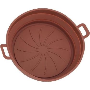 Imagem de Forma Air Fryer Em Silicone Redonda Com Alças Terracota - Udlandia