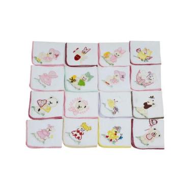 Imagem de 1 Fralda De Pano Rosa Bordado Quadriculado 70X70Cm Crochê - Dugu