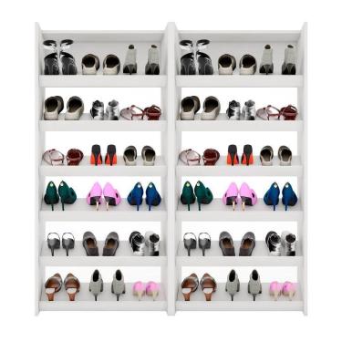 Imagem de Kit 2 Armários Sapateira Multiuso Paris - Lumil Móveis Branco