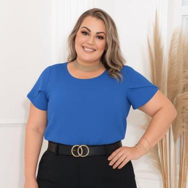 Imagem de Blusa Plus Size Social Feminina Manga Curta Tulipa Duna G1 G2 G3 - MAD