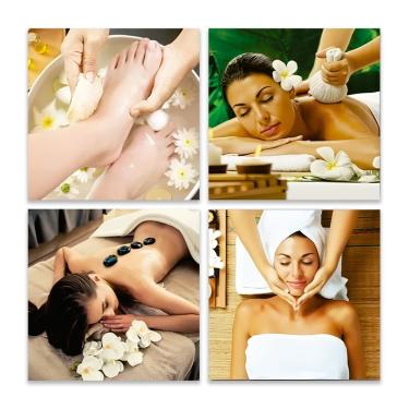 Imagem de Kit 4 Quadros Decorativos Spa Massagem Estética Placas Mdf