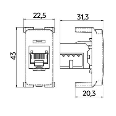 Imagem de Módulo Tomada Para Rede De Informática Margirius B3 Rj45 Cat6 Branco